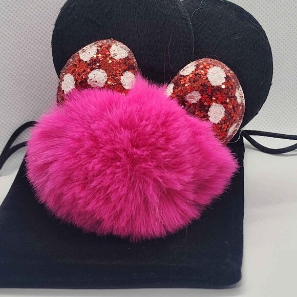 Brand NEW  DARK PINK Pom Pom Keychain - Picture 2 of 3
